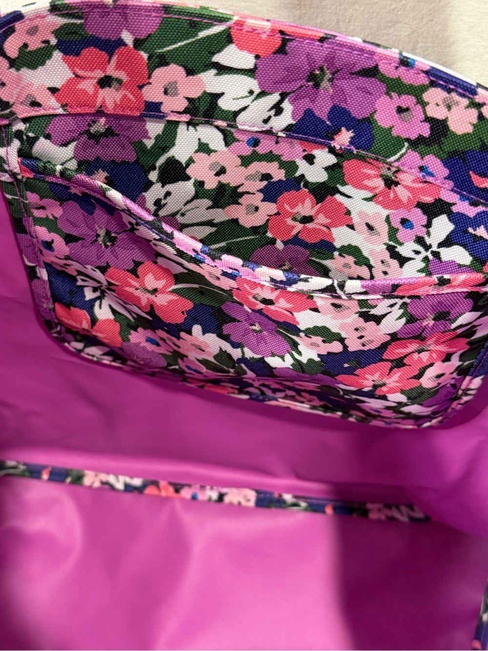 Vera Bradley Large Tote Bag Floral Print Purple Pink - Picture 6 of 12
